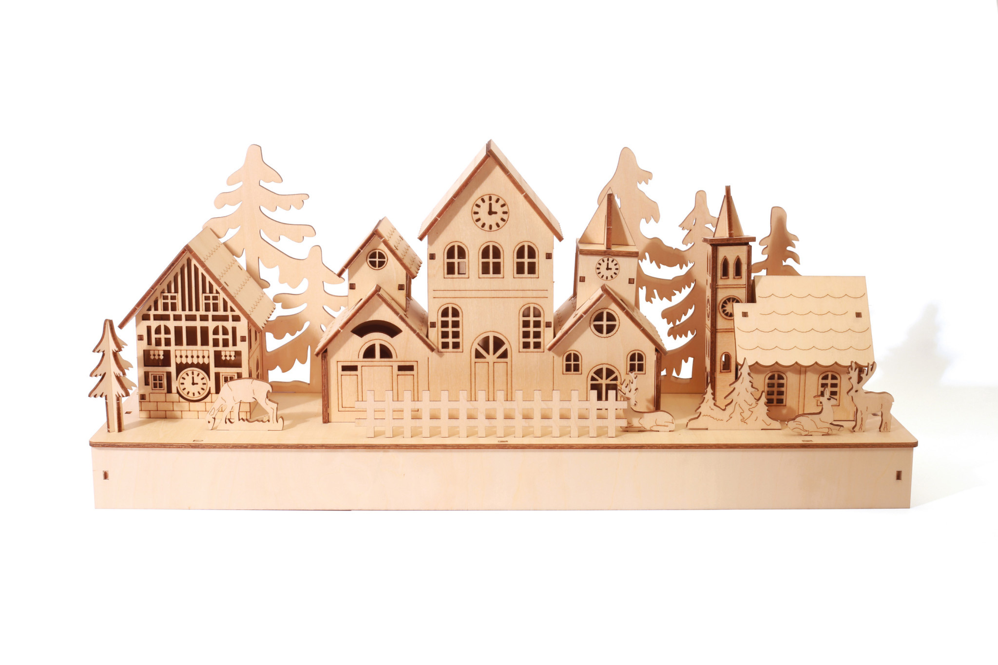 GRAINE CREATIVE Maquette Bois Decor Village 44*12*18