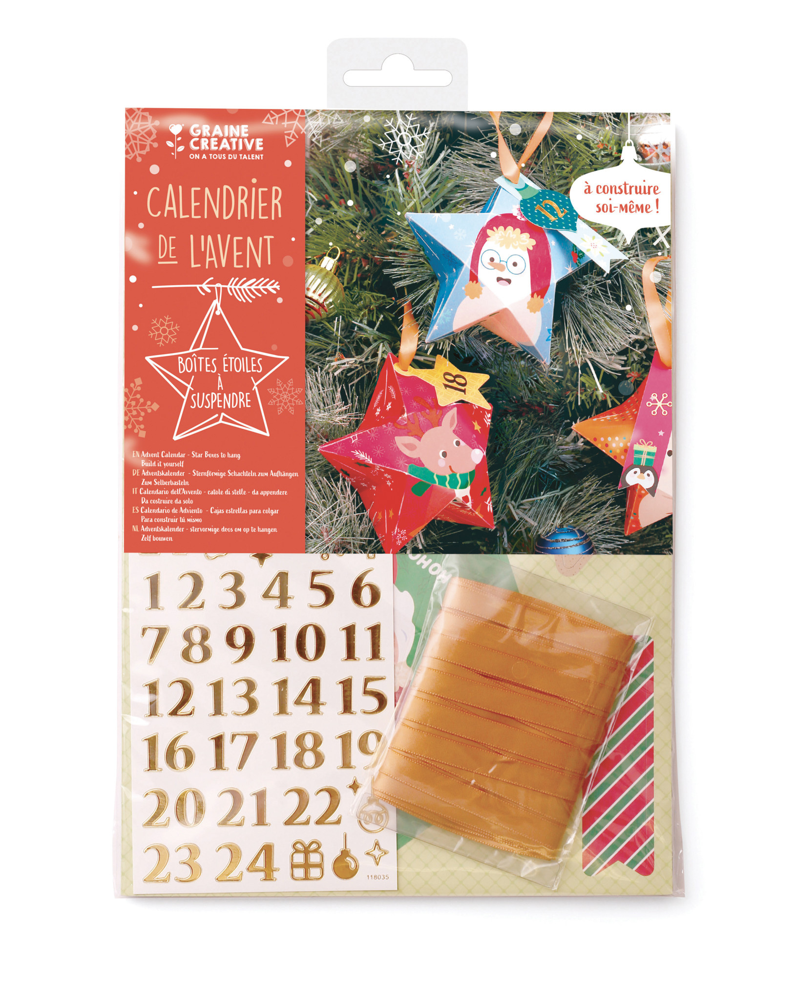 GRAINE CREATIVE Calendrier De L'Avent 24 Boîtes Etoiles À Suspendre