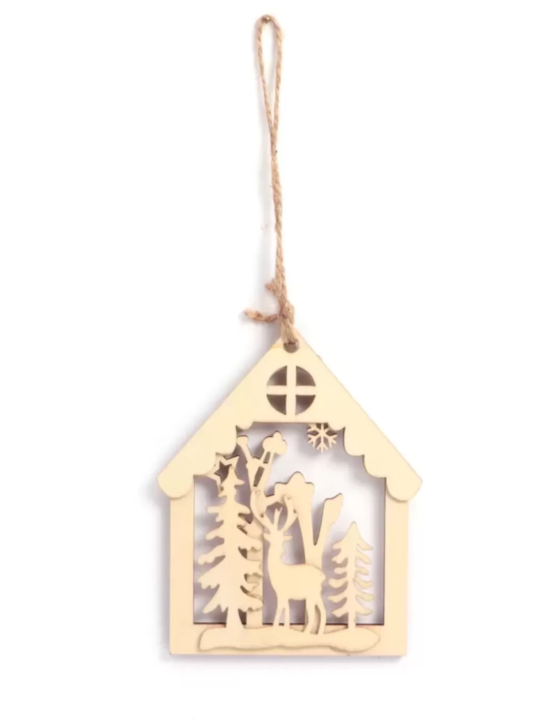 GRAINE CREATIVE Suspension Maison Renne Foret Bois 205X230X6Mm