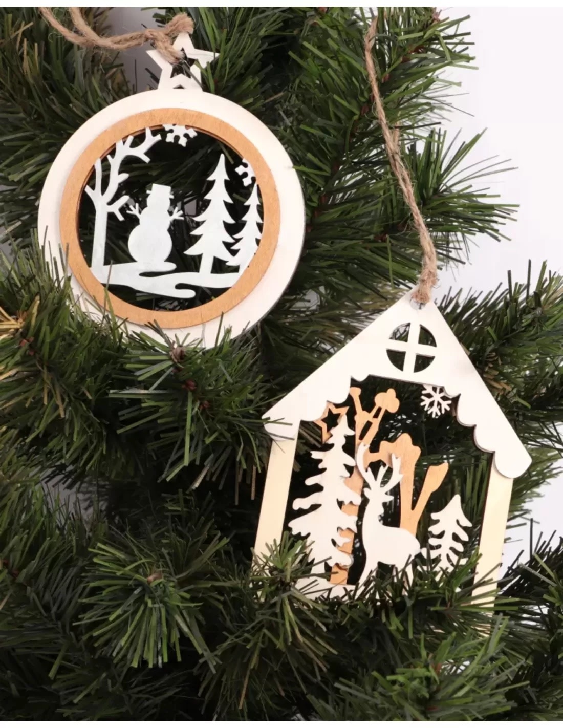 GRAINE CREATIVE Suspension Maison Renne Foret Bois 205X230X6Mm