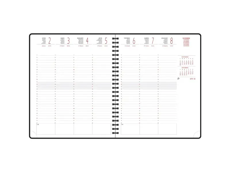 EXACOMPTA Agenda de bureau Eurotime 22W spiralé Chemin des Marettes recyclé 18,5 x 22,5 cm Semainier Janvier à Décembre 2025 - Décor fond bleu