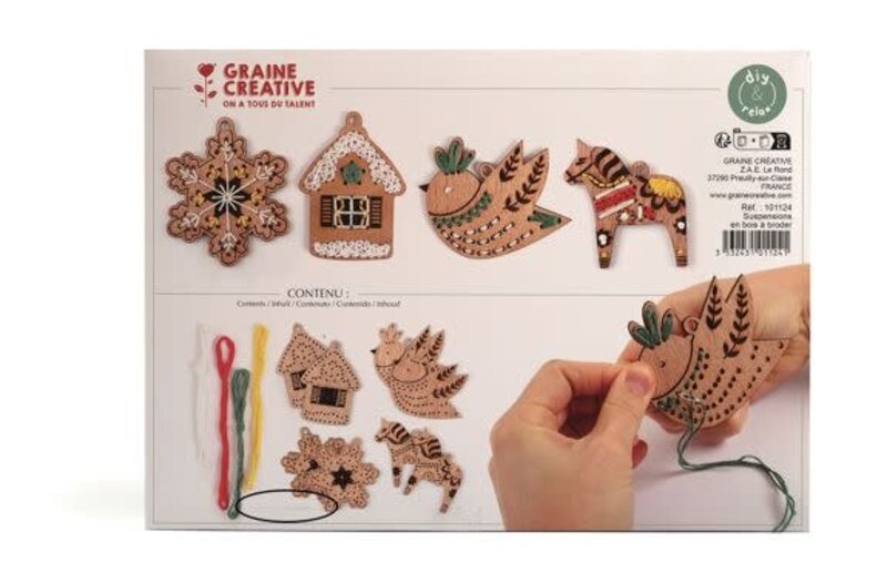 GRAINE CREATIVE Kit 8 Suspensions Bois A Broder