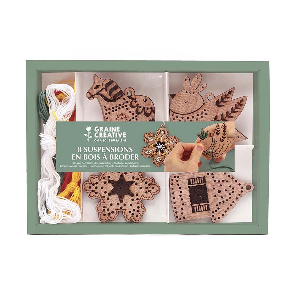 GRAINE CREATIVE Kit 8 Suspensions Bois A Broder