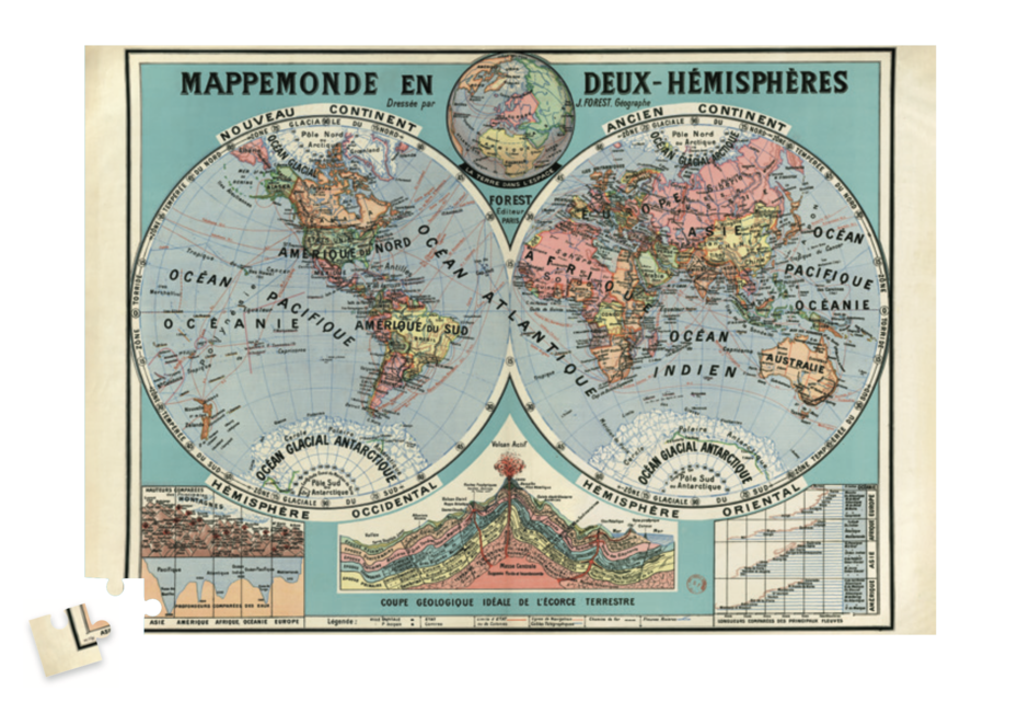 Puzzle Mappemonde 1500 pièces - Papeterie Michel