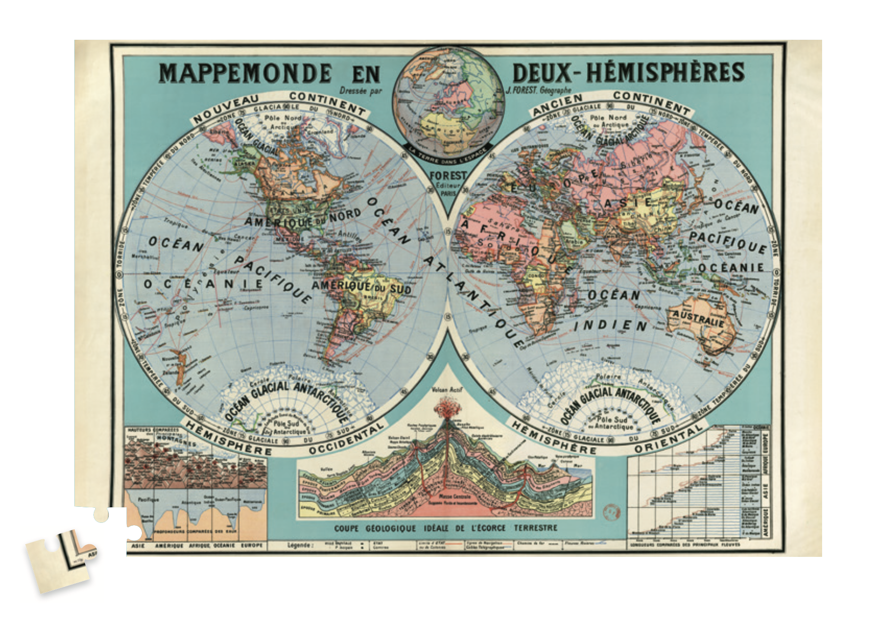 LES JOLIES PLANCHES Puzzle - Mappemonde - 1500 pièces