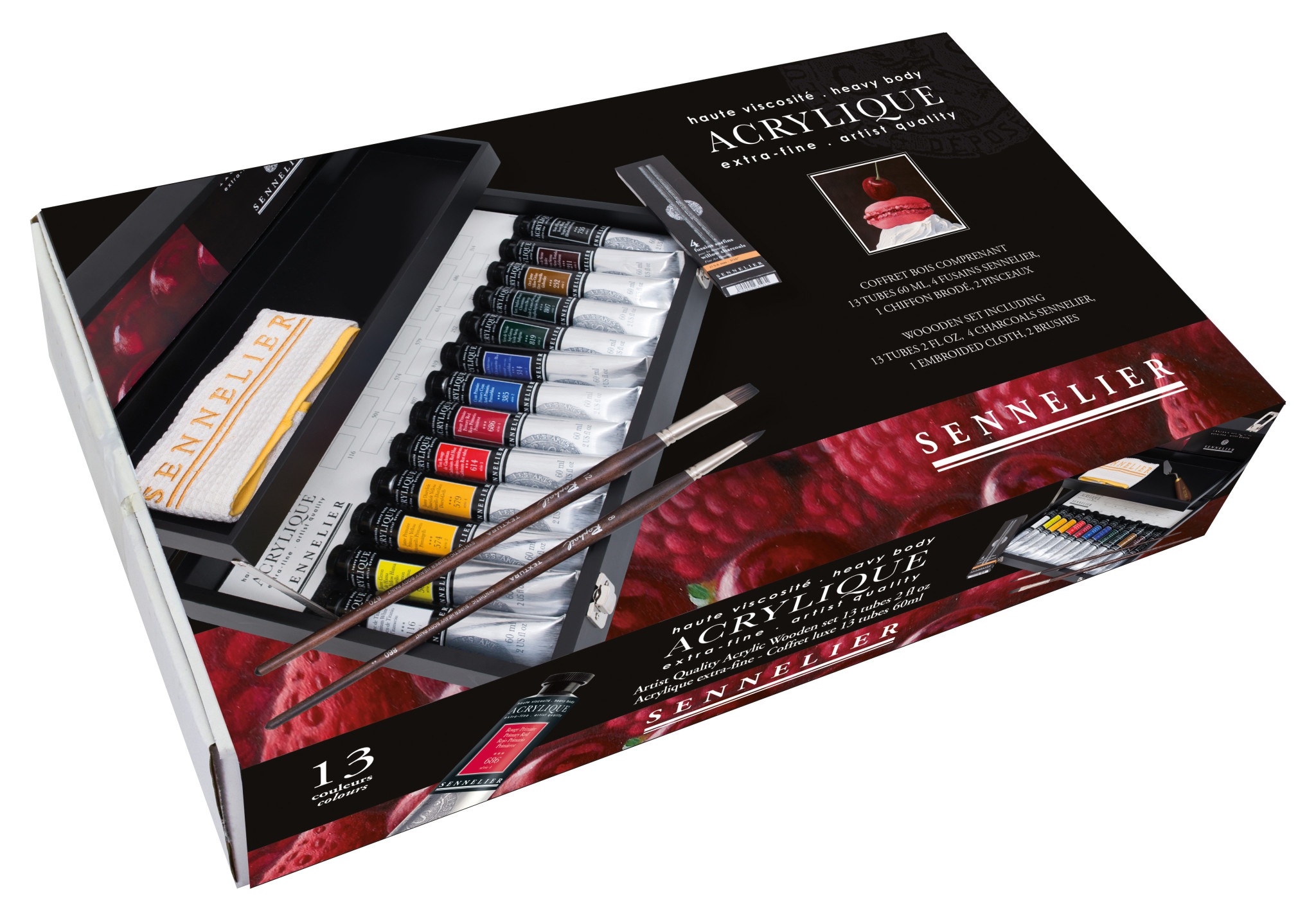 SENNELIER Coffret noir Acrylique Extra-Fine 13 Tubes 60 ml