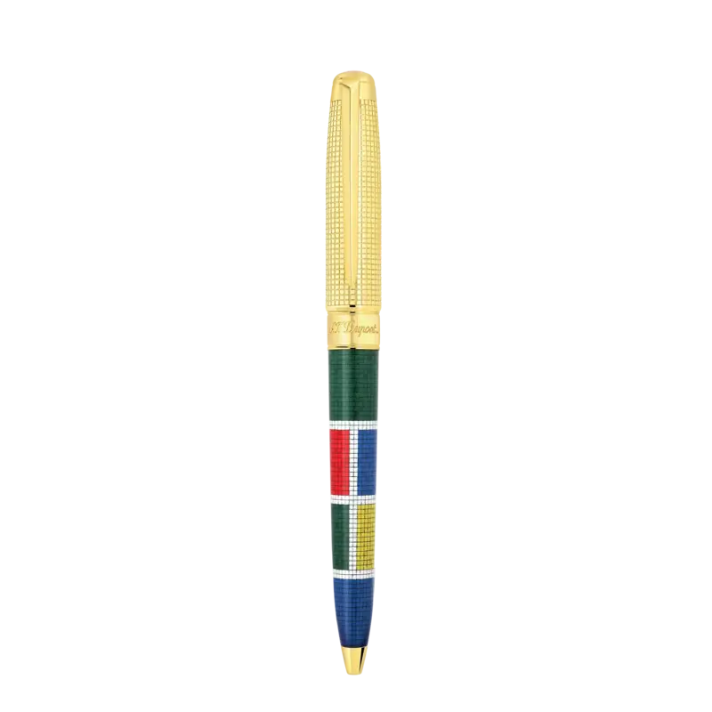 DUPONT S.T Stylo bille Line D Eternity laque Mosaic brillant et finiton dorée