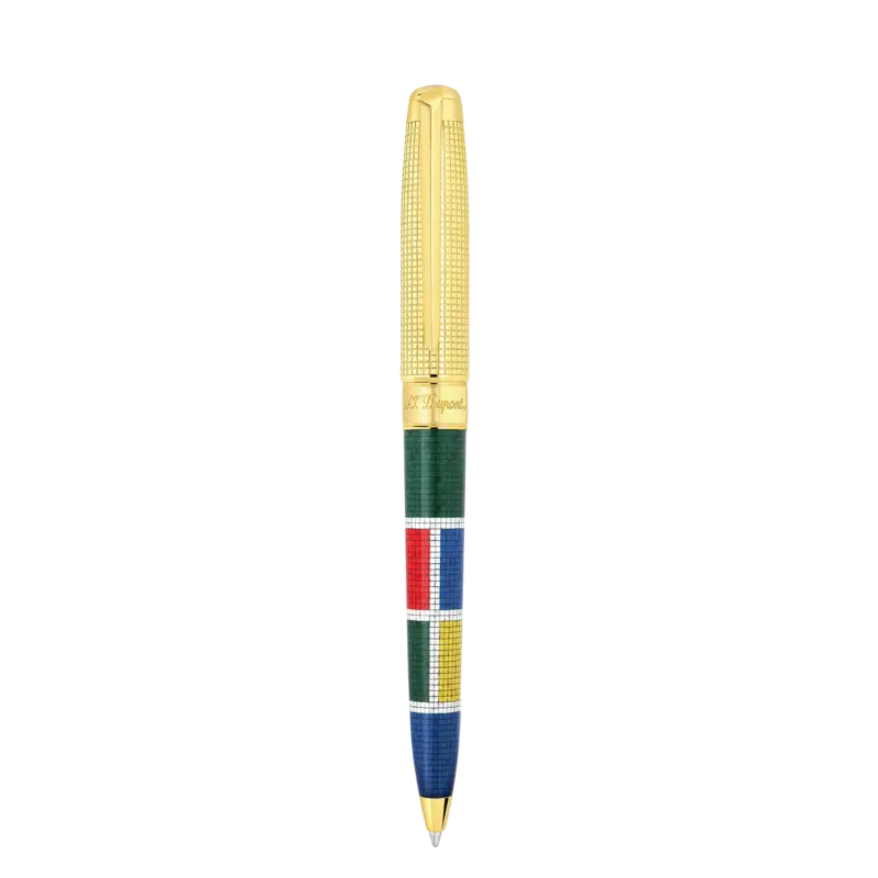 DUPONT S.T Stylo bille Line D Eternity laque Mosaic brillant et finiton dorée