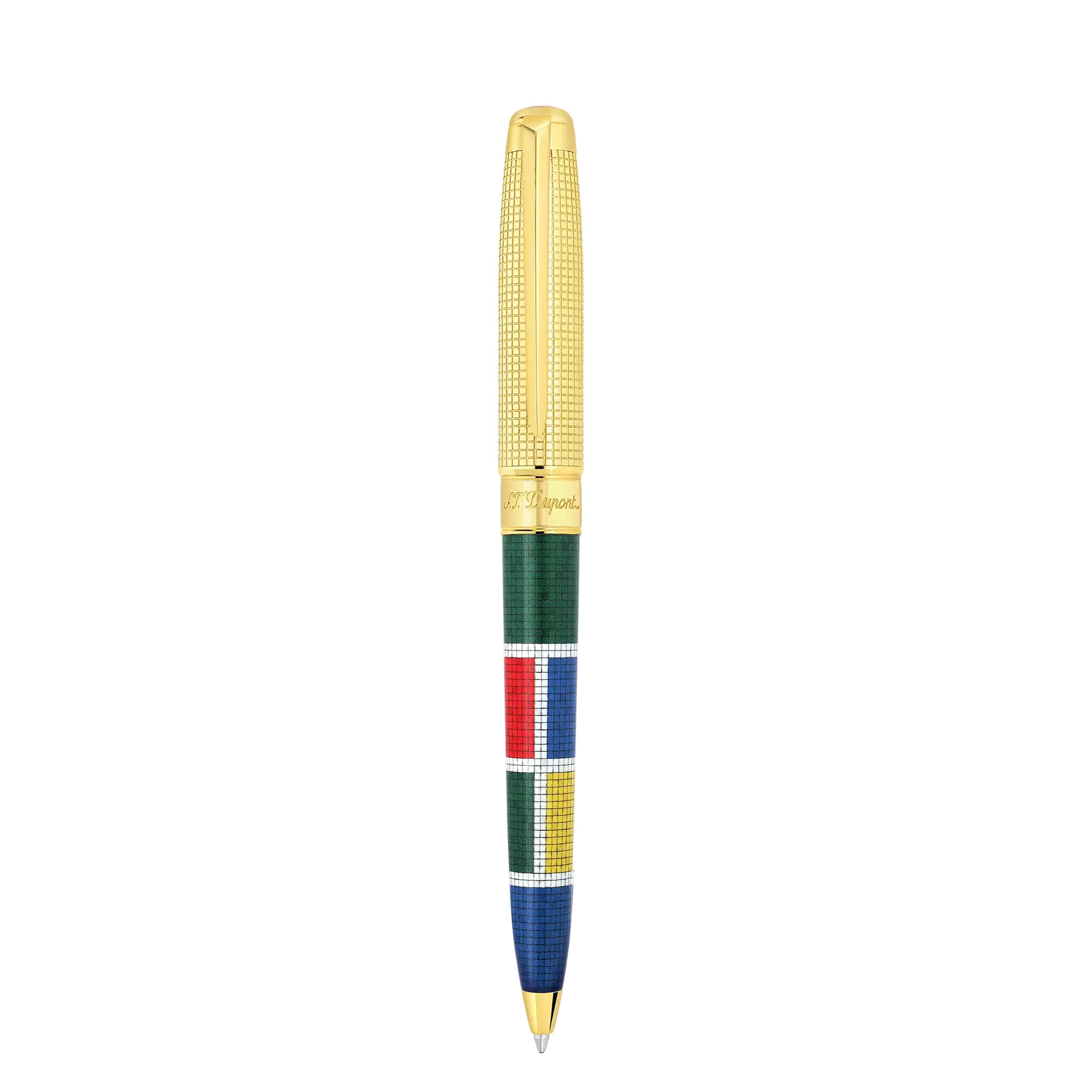 DUPONT S.T Stylo bille Line D Eternity laque Mosaic brillant et finiton dorée