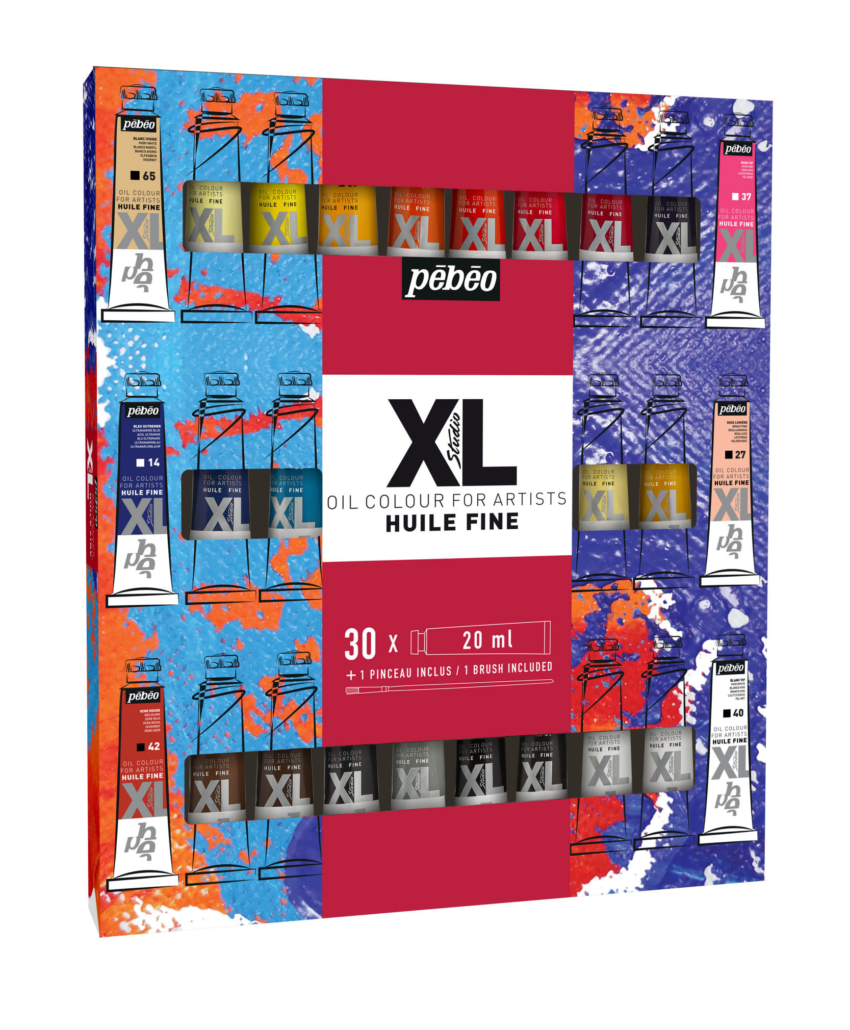 PEBEO Huile Fine Xl Etui 30 Tubes De 20 Ml Assortis Et Pinceau