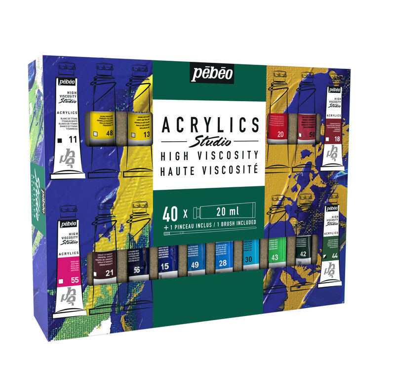 PEBEO Studio Acrylics Etui 40 Tubes De 20 Ml Assortis