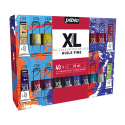 PEBEO Huile Fine Xl Etui 40 Tubes De 20 Ml Assortis Et Pinceau