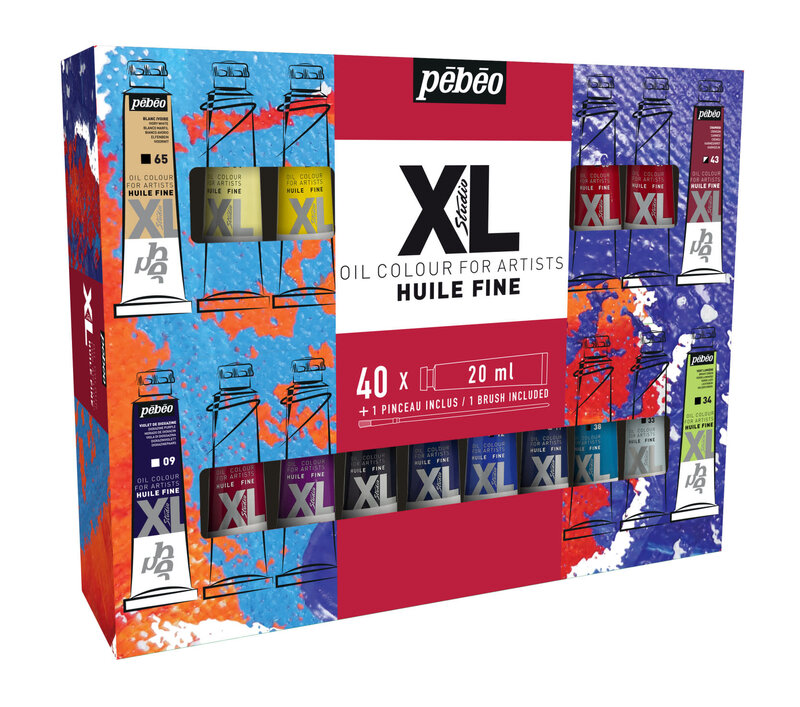 PEBEO Huile Fine Xl Etui 40 Tubes De 20 Ml Assortis Et Pinceau