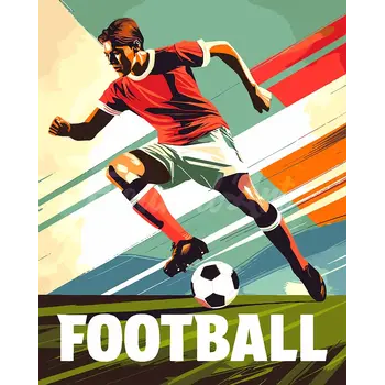 FIGURED'ART Peinture par numéros Affiche Sportive Football Taille 40X50Cm Toile Tendue Sur Châssis