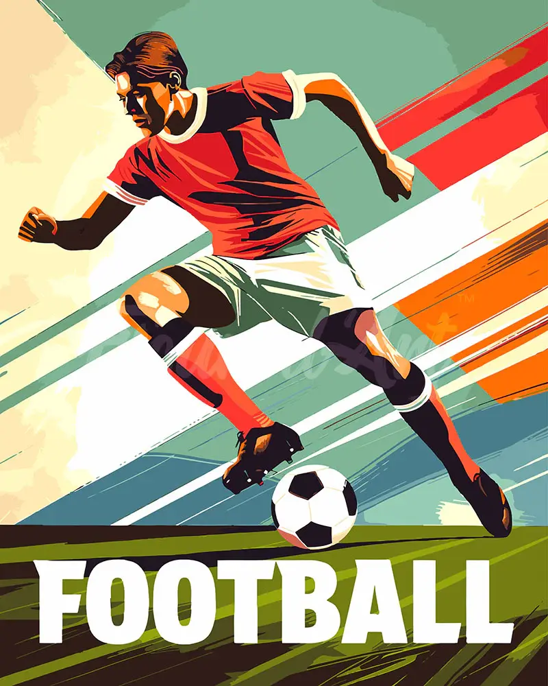FIGURED'ART Peinture par numéros Affiche Sportive Football Taille 40X50Cm Toile Tendue Sur Châssis