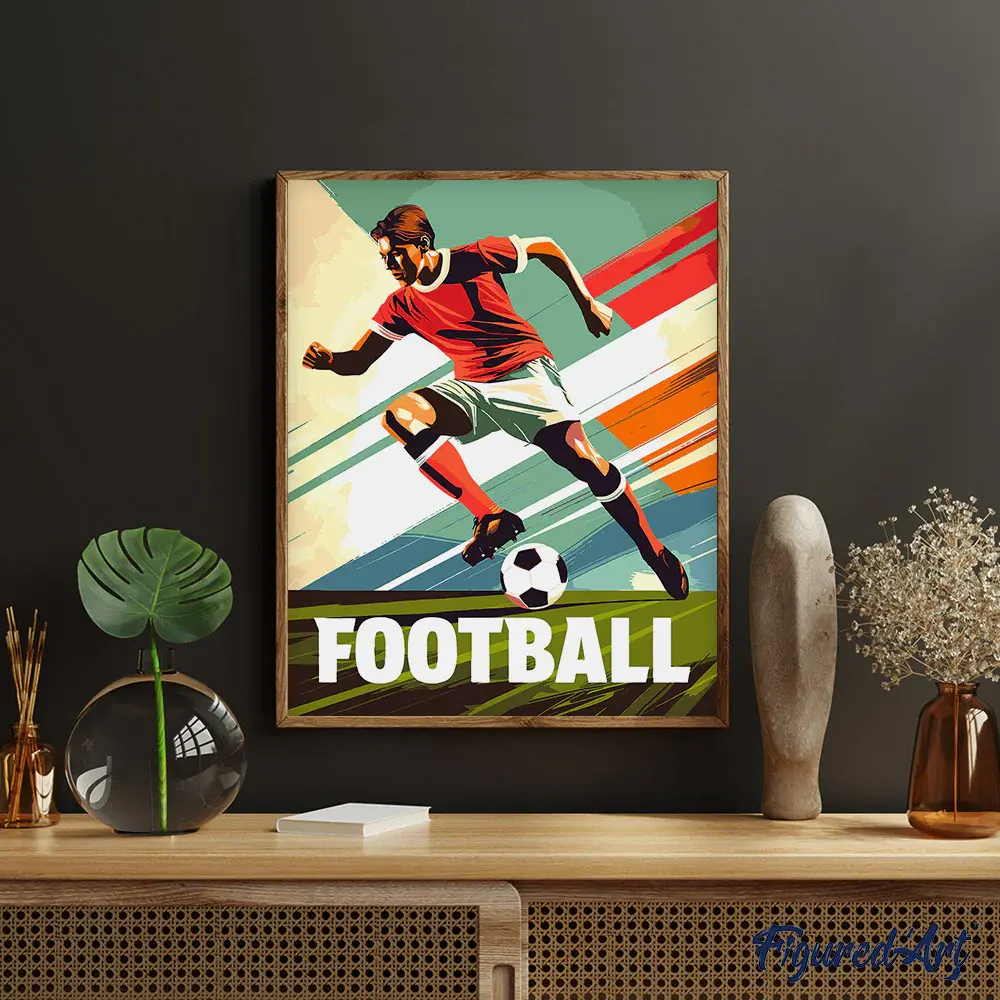 FIGURED'ART Peinture par numéros Affiche Sportive Football Taille 40X50Cm Toile Tendue Sur Châssis