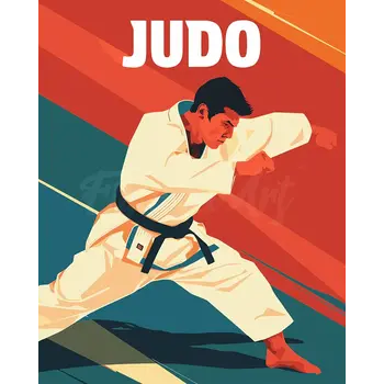 FIGURED'ART Peinture par numéros Affiche Vintage Judo taille 40x50cm toile tendue sur châssis