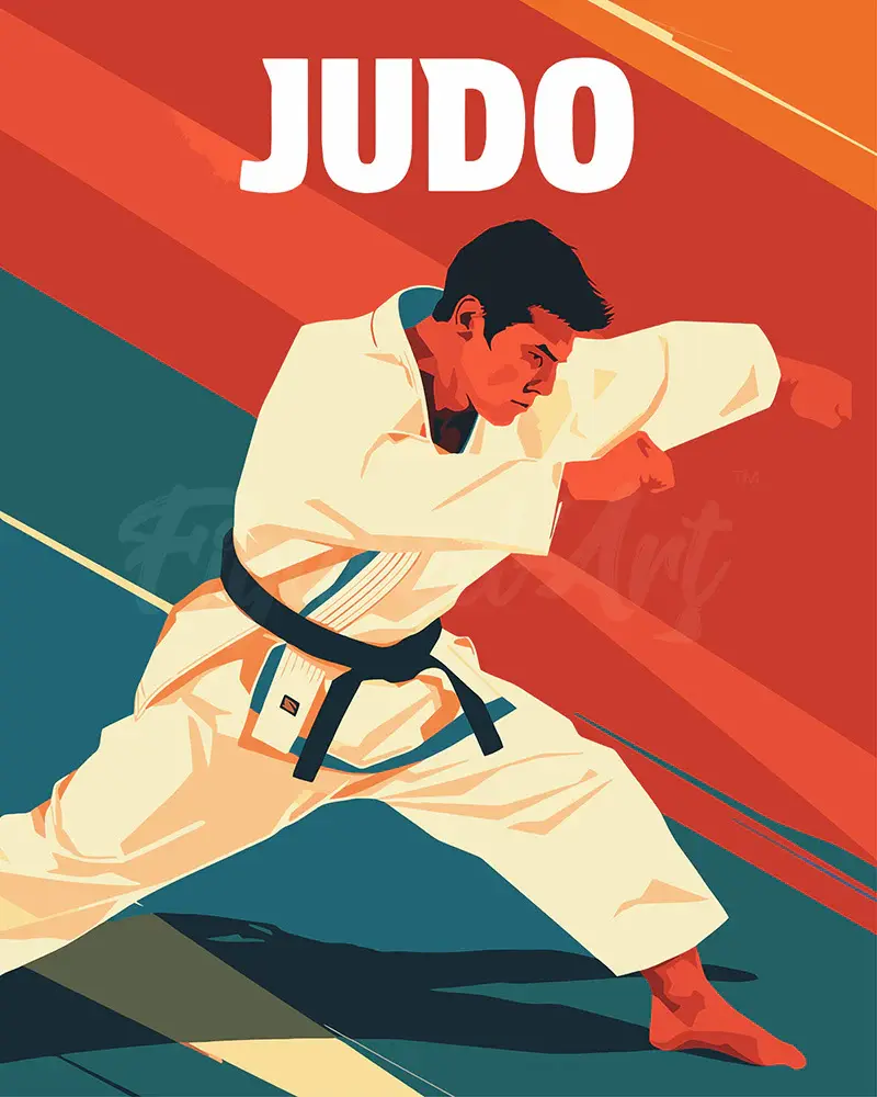 FIGURED'ART Peinture par numéros Affiche Vintage Judo taille 40x50cm toile tendue sur châssis