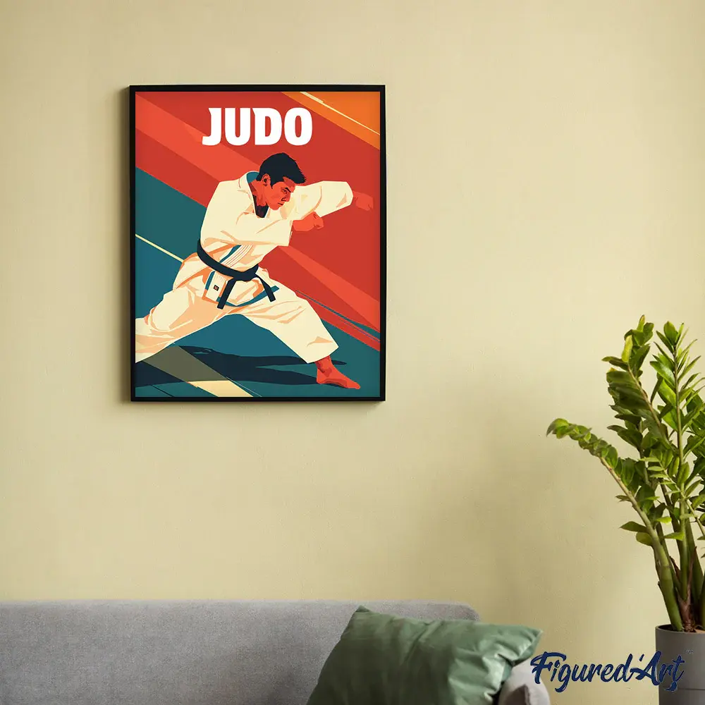 FIGURED'ART Peinture par numéros Affiche Vintage Judo taille 40x50cm toile tendue sur châssis