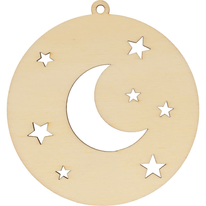 ARTEMIO 3 Boules Bois Noel Lune Home 4 Xmas  10 cm