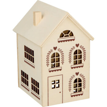 ARTEMIO Maison En Bois Ajourée Coeur 2 Etages 10.5x7x8.5 cm