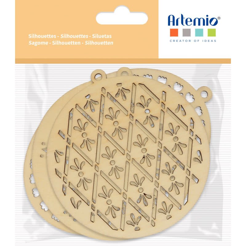 ARTEMIO 3 Boules Bois Noël Etoile Home 4 Xmas  12.7 et 10 cm