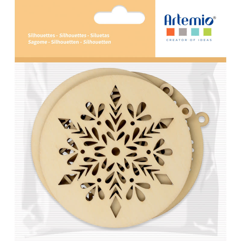 ARTEMIO 3 Boules Bois Noël Fenêtre Home 4 Xmas 10 cm