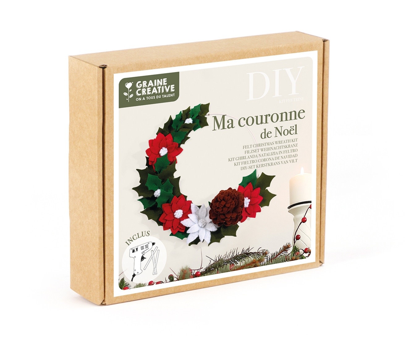 GRAINE CREATIVE Kit Feutrine Couronne De Noël
