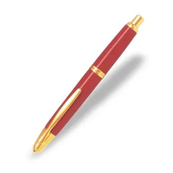 PILOT Capless Stylo plume rétractable Finitions Dorées - Rouge - Plume Moyenne - En Coffret