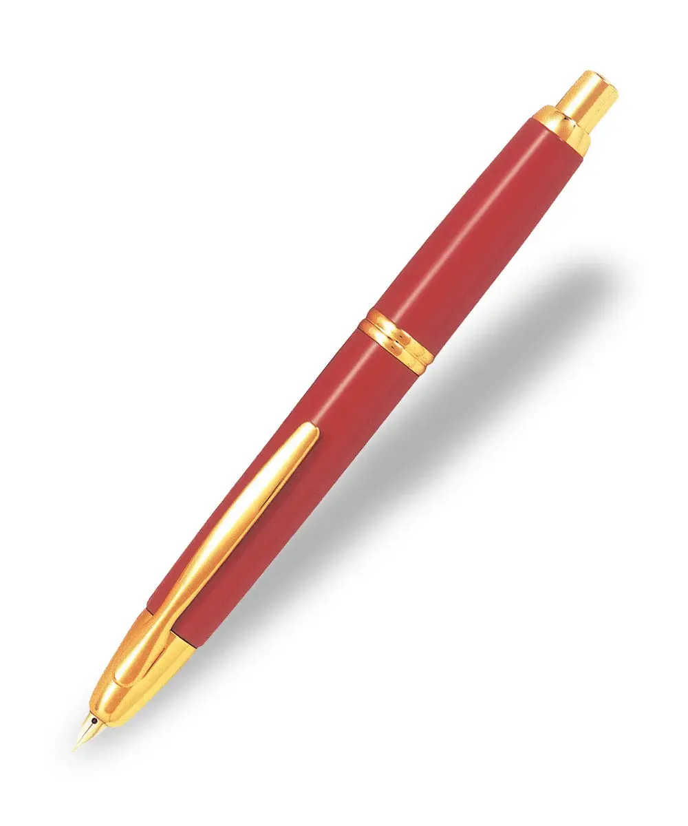 PILOT Capless Stylo plume rétractable Finitions Dorées - Rouge - Plume Moyenne - En Coffret