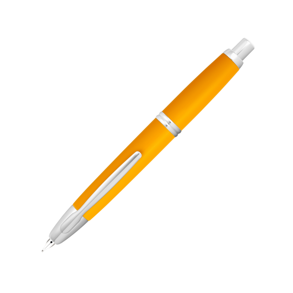 PILOT Capless Stylo Plume rétractable Finitions Rhodiées - Jaune - Plume Moyenne - En Coffret