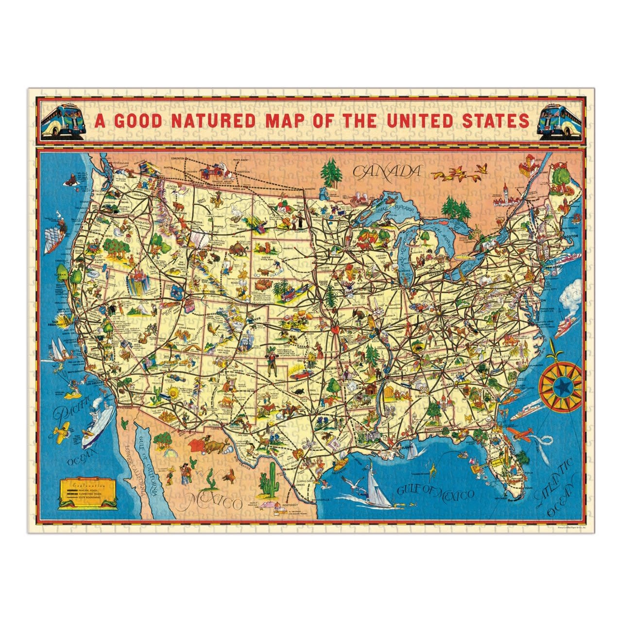 CAVALLINI & Co. Puzzle 1000 Pièces Plan Des Usa 55x70cm