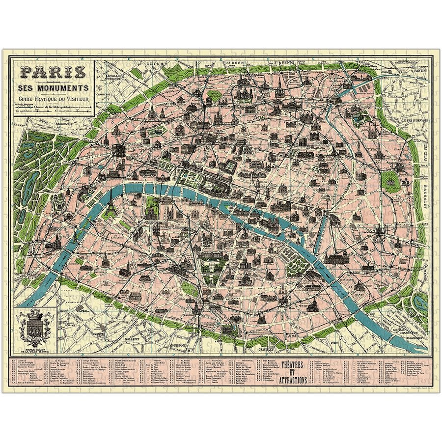 CAVALLINI & Co. Puzzle 1000 Pièces Plan De Paris 55x70cm