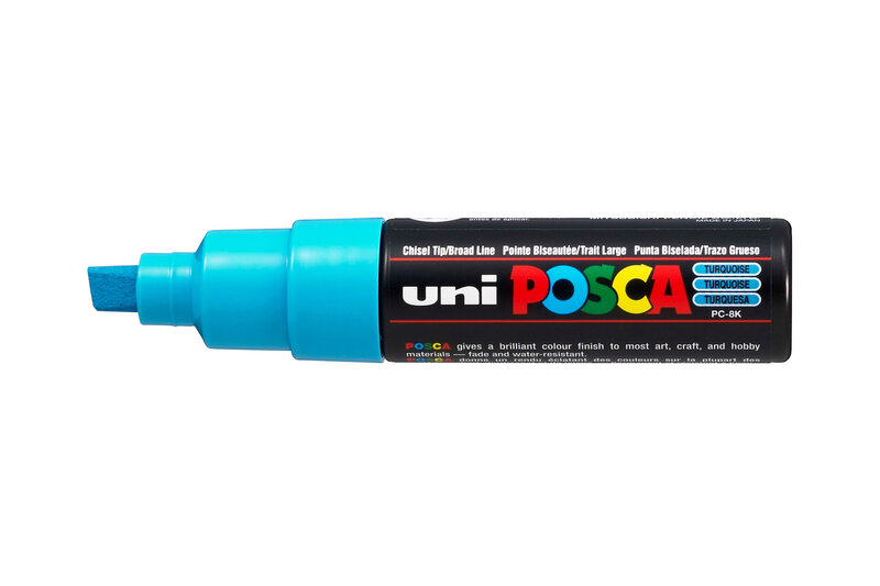 UNI-BALL Marqueur pointe large biseautée PC8K TF Turquoise Fluo