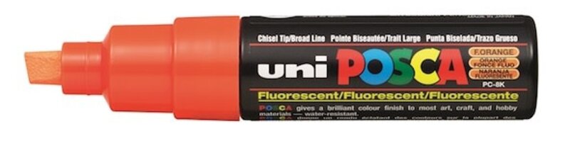 UNI-BALL Marqueur pointe large biseautée PC8K O FLUO Orange Fluo