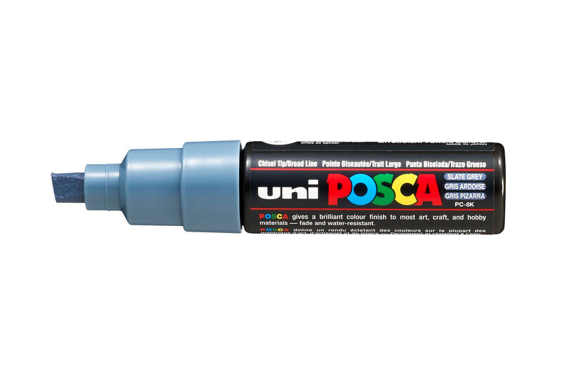 UNI-BALL Marqueur pointe large biseautée PC8K GA Gris Ardoise