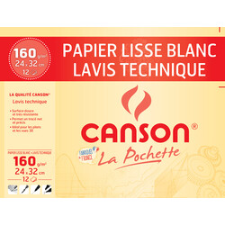 CANSON Pochette Papier Dessin Technique 24x32cm 160g/m² 12 Feuilles