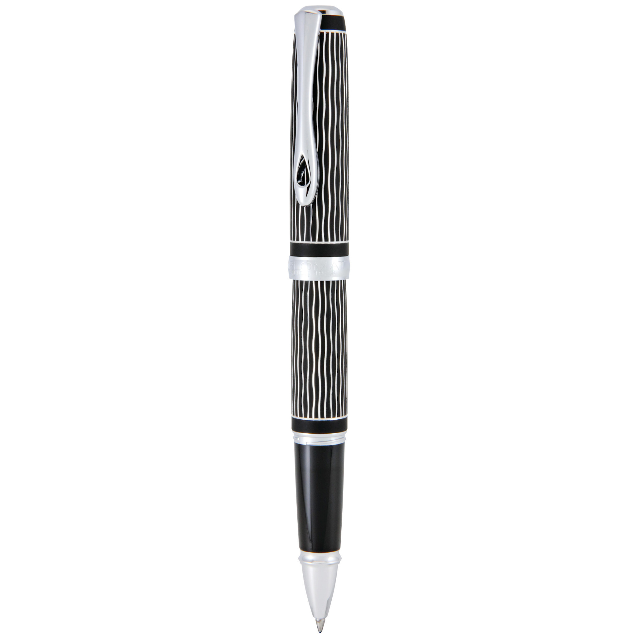 DIPLOMAT Stylo Roller Excellence A plus Wave guilloché lapis noir chrome