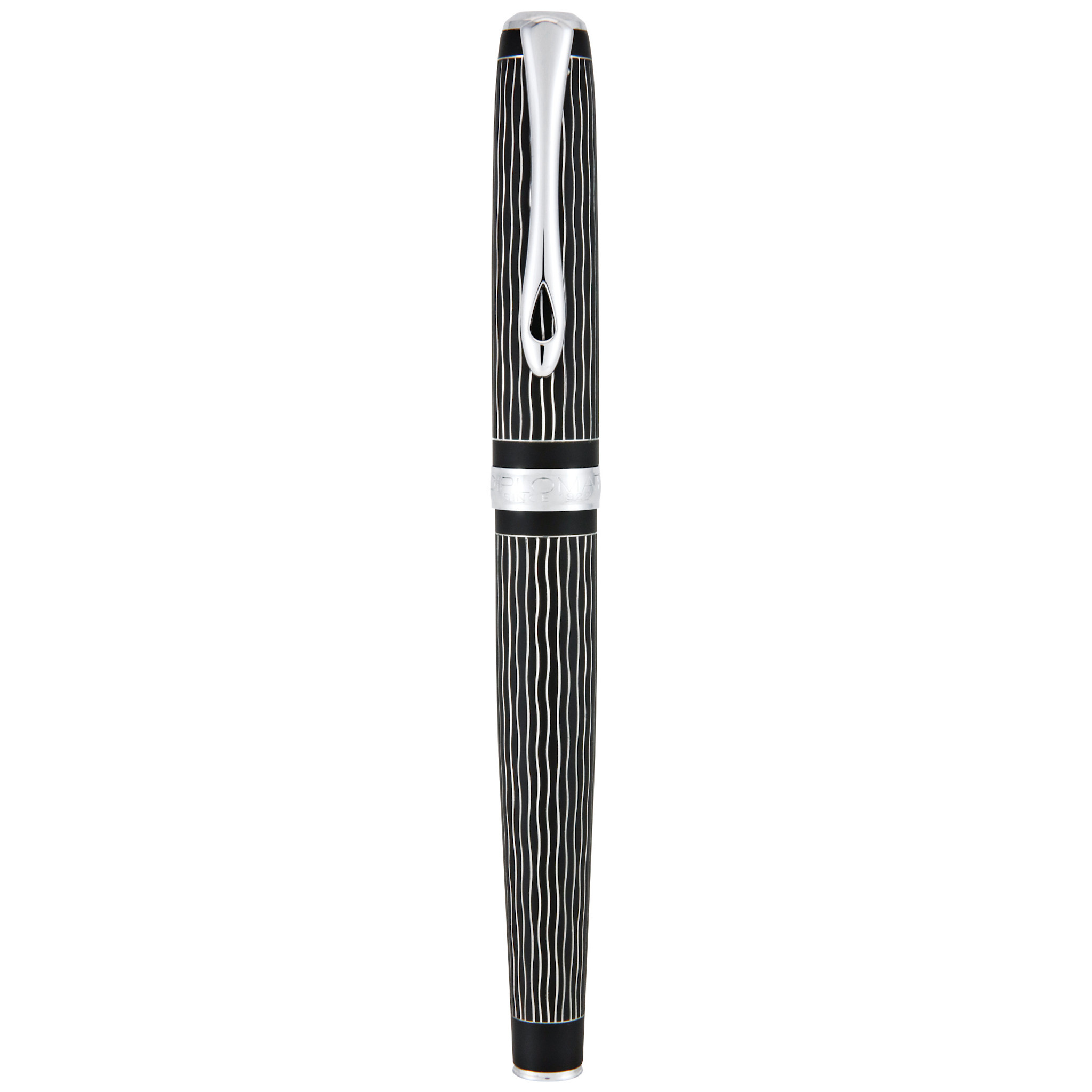 DIPLOMAT Stylo Plume Excellence A plus Wave guilloché lapis noir chrome M