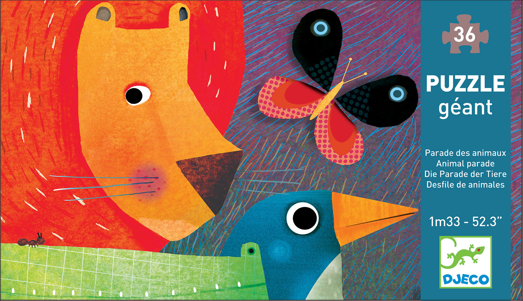 DJECO Puzzles - Puzzles Geants La Parade Des Animaux 36 Pcs