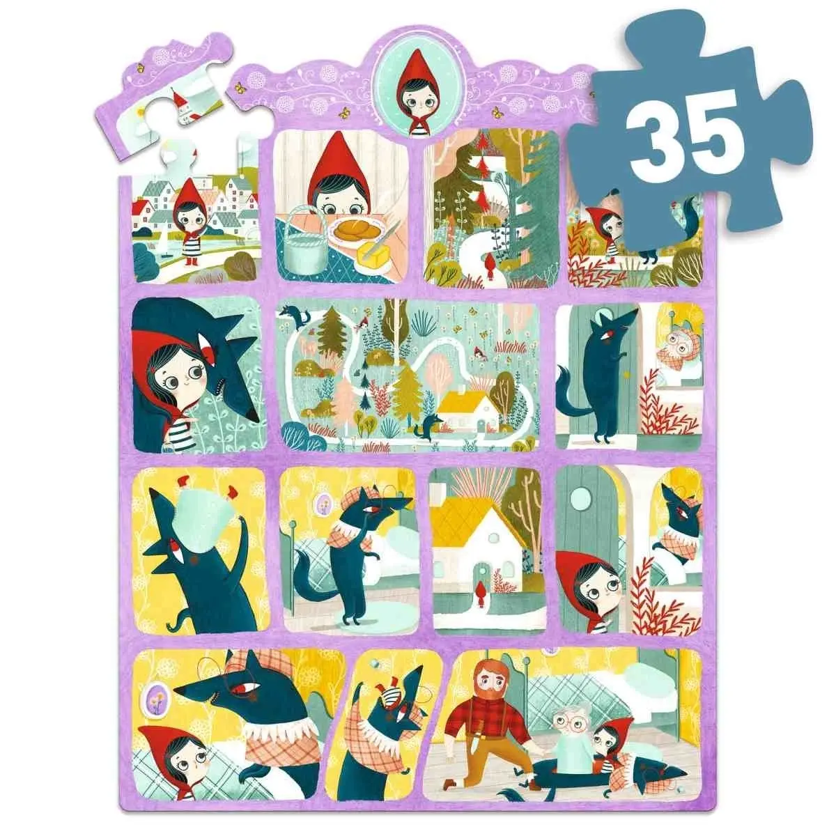 DJECO Story Puzzles Le Petit Chaperon Rouge - 35 Pcs