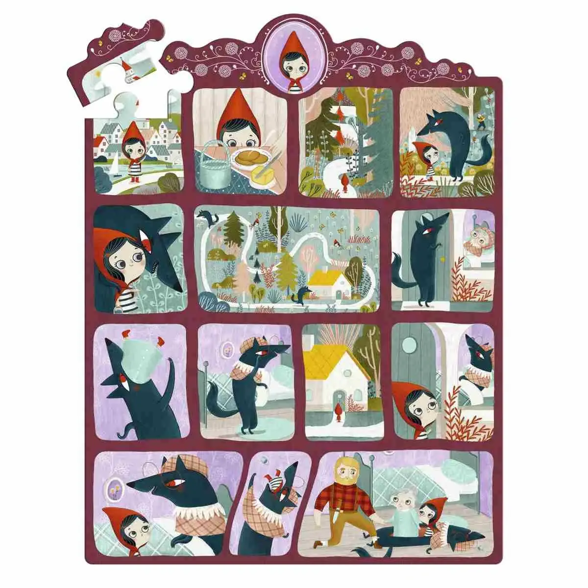 DJECO Story Puzzles Le Petit Chaperon Rouge - 35 Pcs
