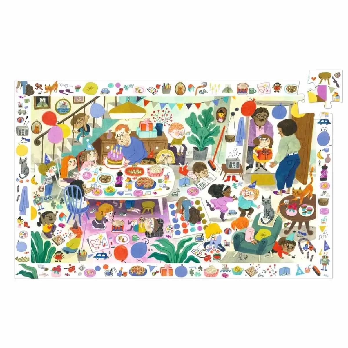 DJECO Puzzles Observation La Fête d'Anniversaire - 54pcs