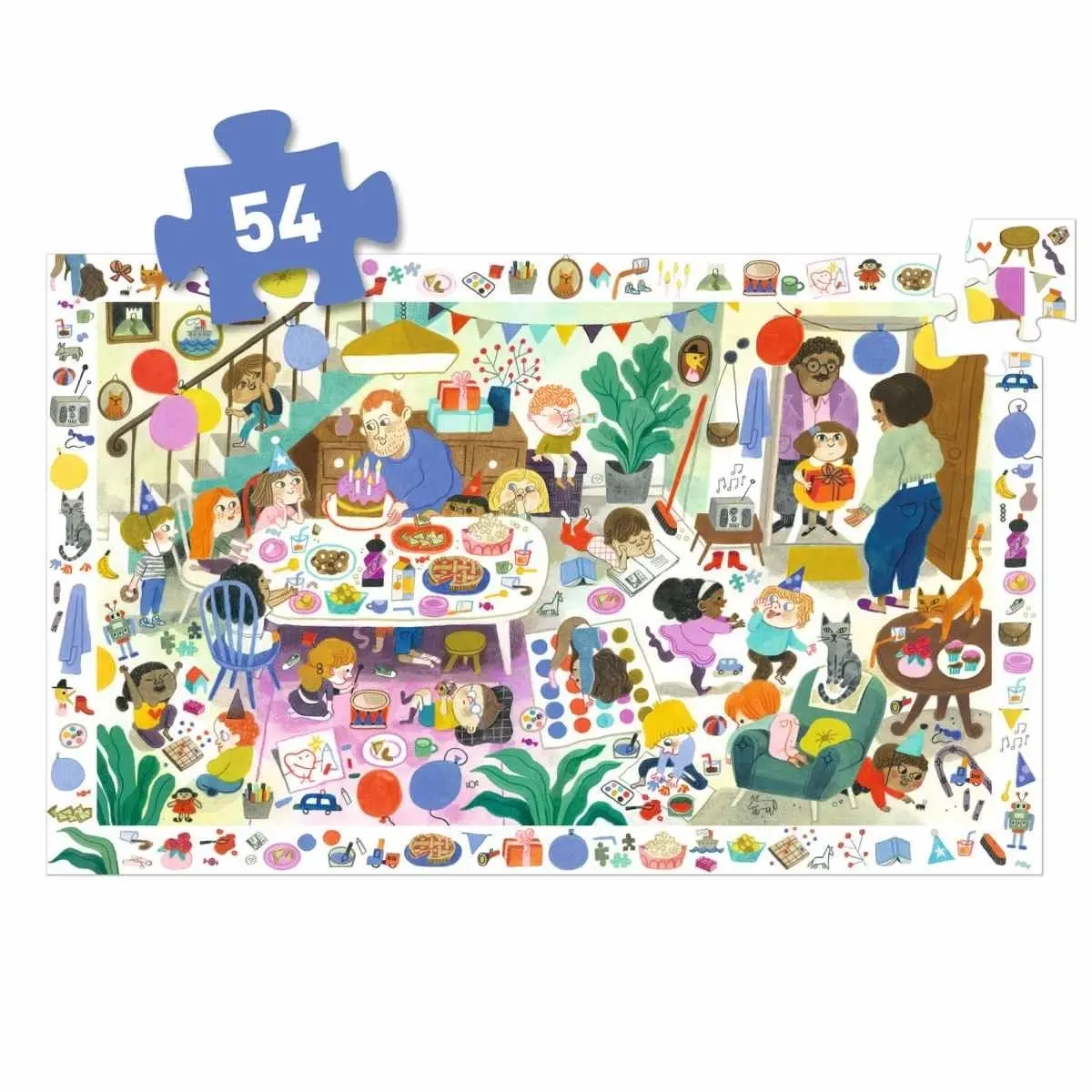 DJECO Puzzles Observation La Fête d'Anniversaire - 54pcs