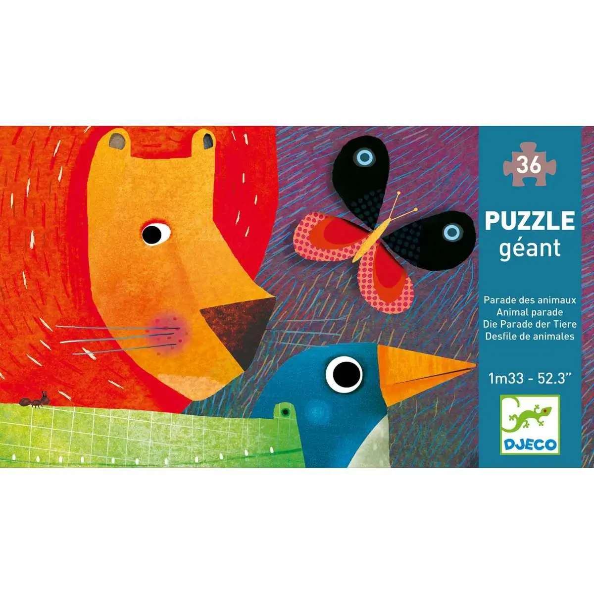 DJECO Puzzles - Puzzles Geants La Parade Des Animaux 36 Pcs