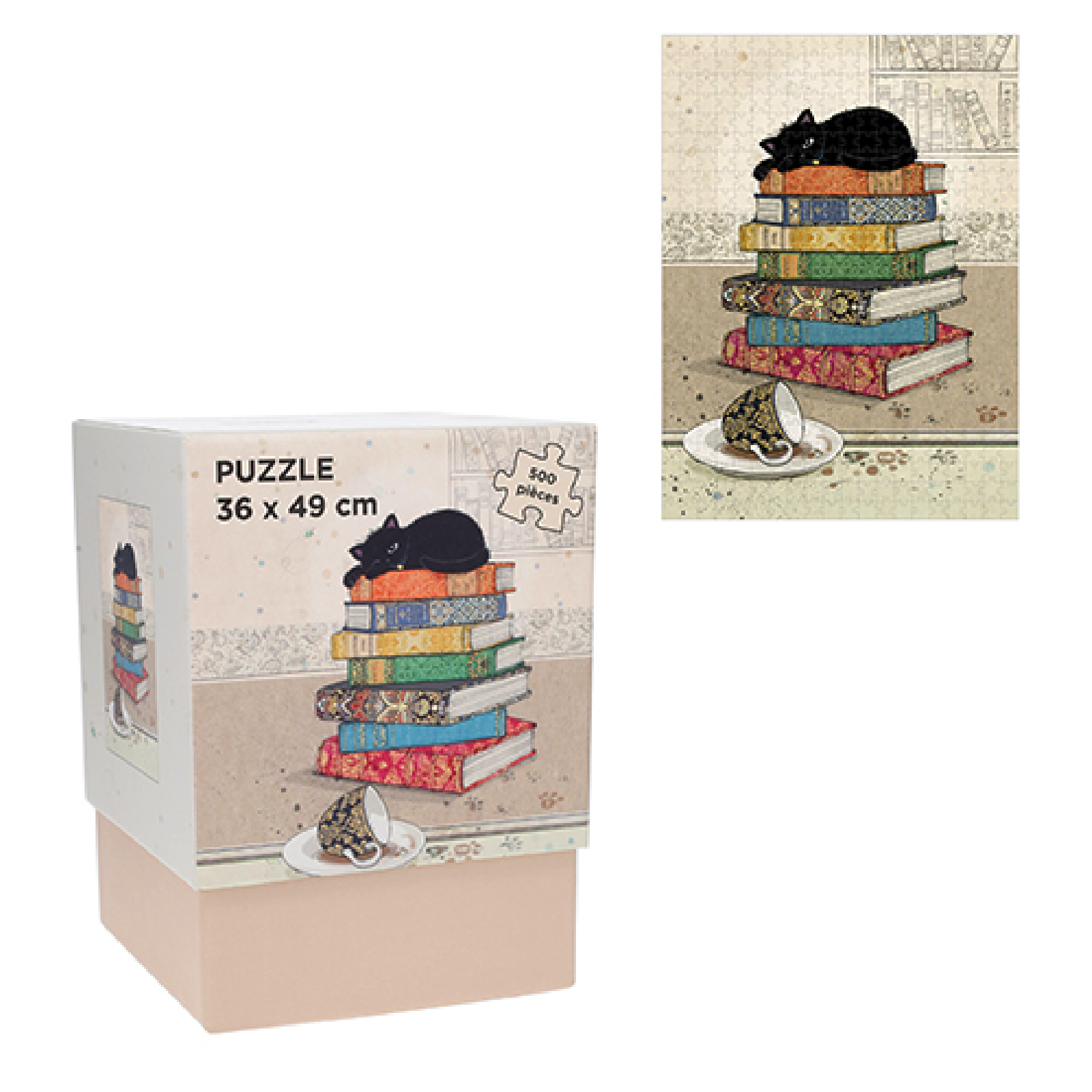 KIUB Puzzle 500 Pcs Coffret Bug Art Chaton Livres