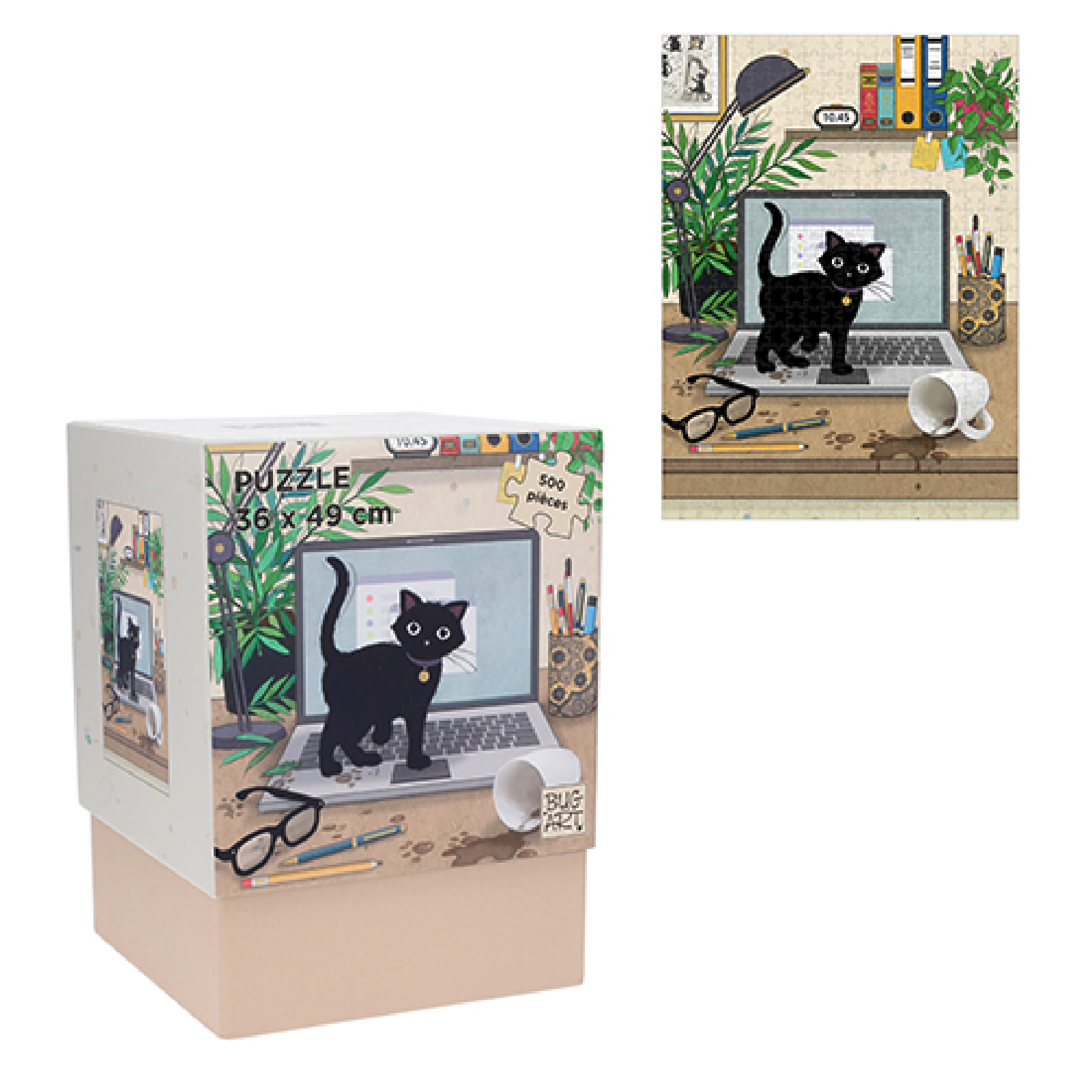 KIUB Puzzle 500 Pcs Coffret Bug Art Chaton Ordi