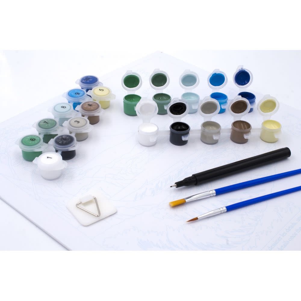 OZ Peinture par numéros 30x30cm Soleil Levant- Mont Fuji