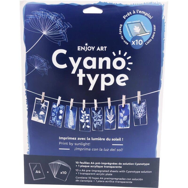 OZ Enjoy Art Kit débutant 10 Feuilles Cyanotype A4 + 1 plaque A4