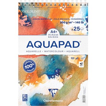 CLAIREFONTAINE Aquapad bloc reliure intégrale A4+ 25F 300g